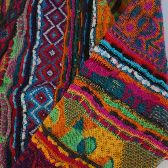 90s COOGI Australia crazy pattern 3D textured wool knitted sweater cardigan - Picture 7 of 12